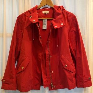 NWT Loft Petit Red Modern Raincoat in Fresh Tomato
